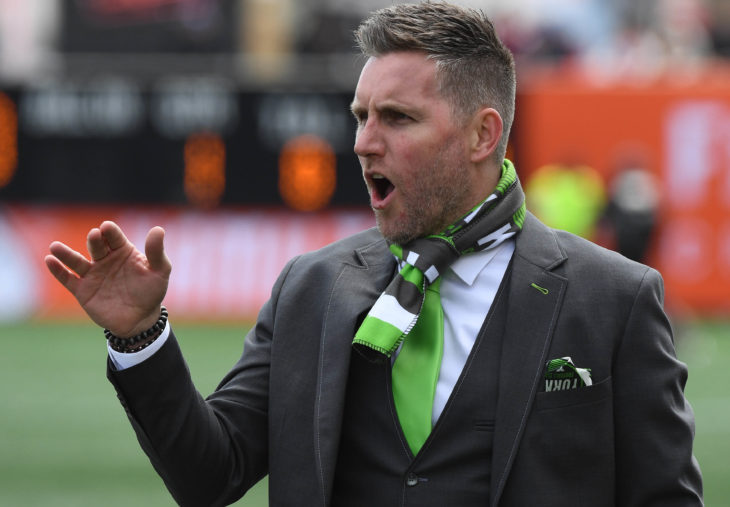 York9 head coach Jimmy Brennan during the Canadian Premier League's inaugural match at Tim Hortons Field. (Dan Hamilton-USA TODAY Sports for CPL)