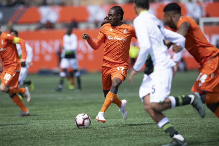 Kadell Thomas of Forge FC during the inaugural CPL match. (Photo: CPL).