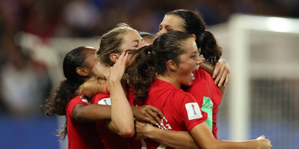 The Canadian women's national team celebrates a win over New Zealand in World Cup action. (Photo: Canada Soccer)