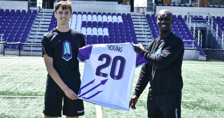 Sean Young and Pacific FC coach Pa-Modou Kah. (Pacific FC)