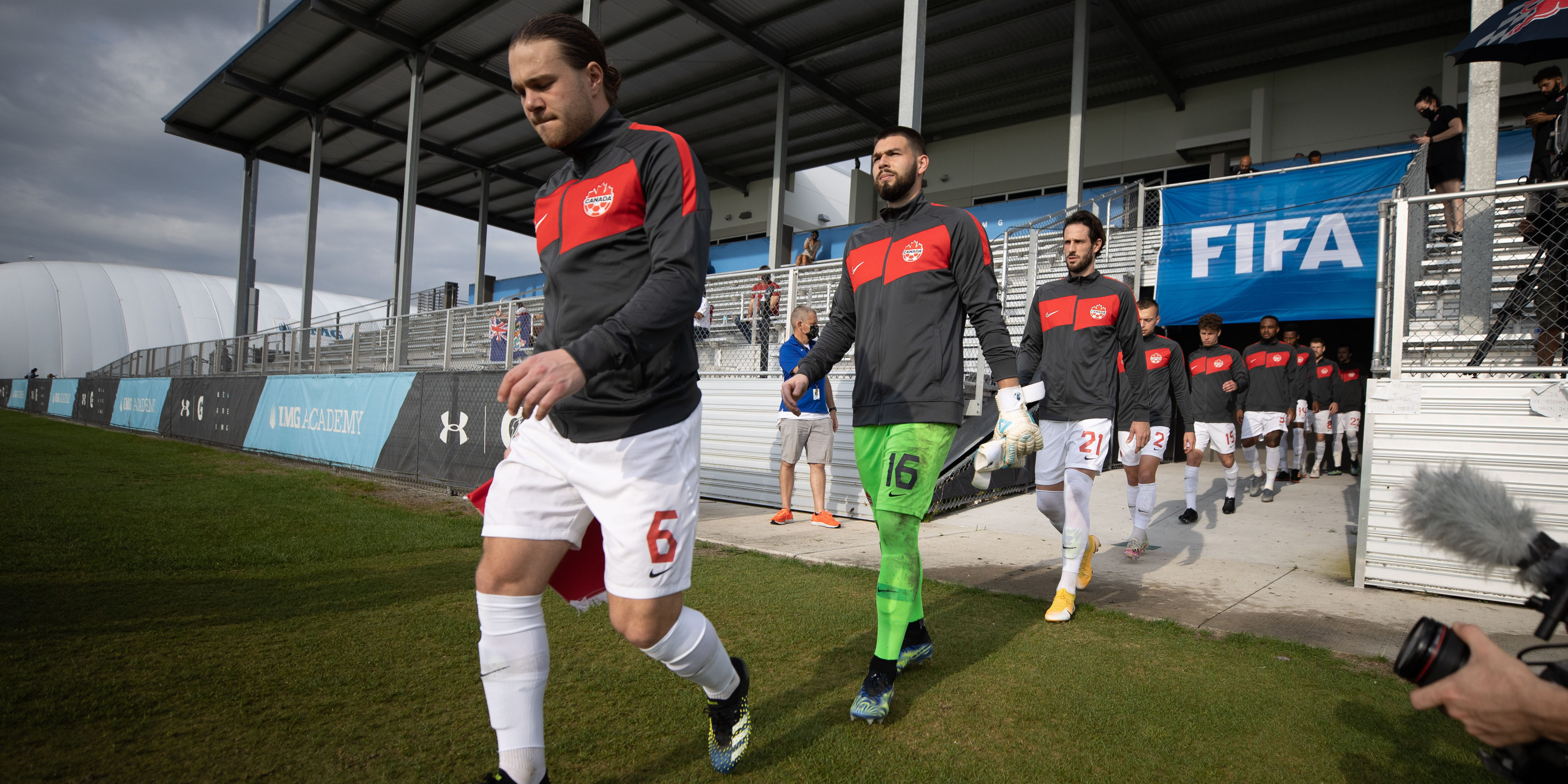 FIFA World Cup Qualifiers 29 March 2021 – Bradenton, FL, USA Canada Soccer by Douglas DeFelice Walkout Samuel Piette Maxime Crépeau Ricardo Ferreira Alistair Johnston