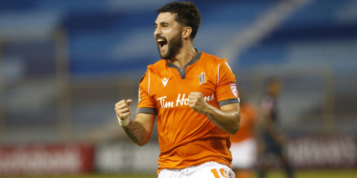 Tristan Borges #19 of Forge celebrates after scoring his goal with teamamates during the match beetween Forge vs C.D. FAS as part of the preliminary round 2021 Concacaf League held at the Cuscatlan Stadium, San Salvador, El Salvador. (Photo: CONCACAF/STRAFFON IMAGES/CARLOS CARDENAS)