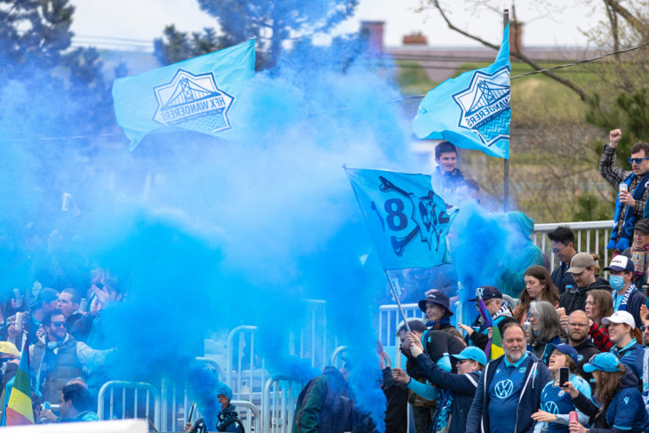 Halifax, Nova Scotia - May 15, 2022: during the match between HFX Wanderers FC and Cavalry FC at the Wanderers Grounds in Halifax, Nova Scotia. (Trevor MacMillan/HFX Wanderers FC)