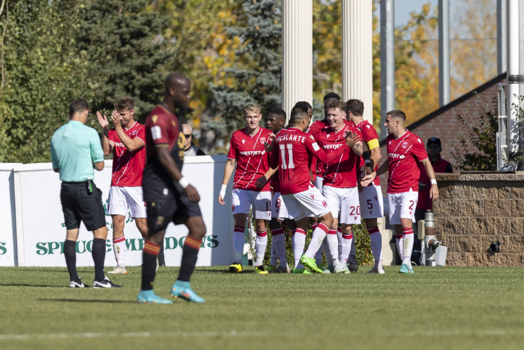 Cavalry FC and Valour FC at ATCO Field at Spruce Meadows, Calgary, Alberta, Canada - Oct 2, 2022 CFC Media/Tony Lewis