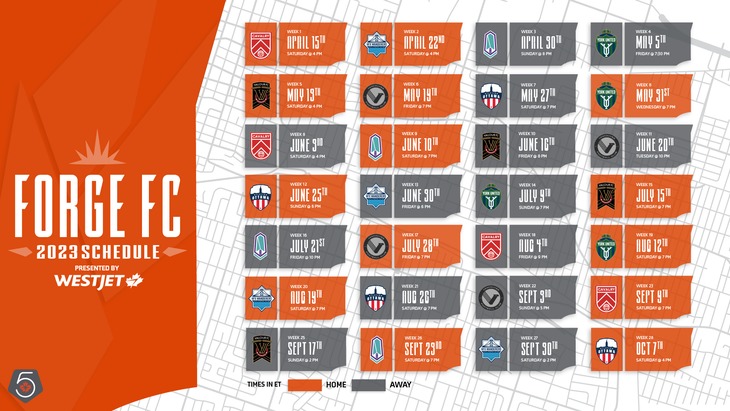 FORGE FC 2023 CPL REGULAR SEASON SCHEDULE ANNOUNCED – Forge FC FORGE FC 2023 CPL REGULAR SEASON SCHEDULE ANNOUNCED – Forge FC
