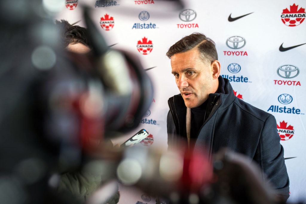CanMNT manager John Herdman speaks to media. (Photo: Canada Soccer).